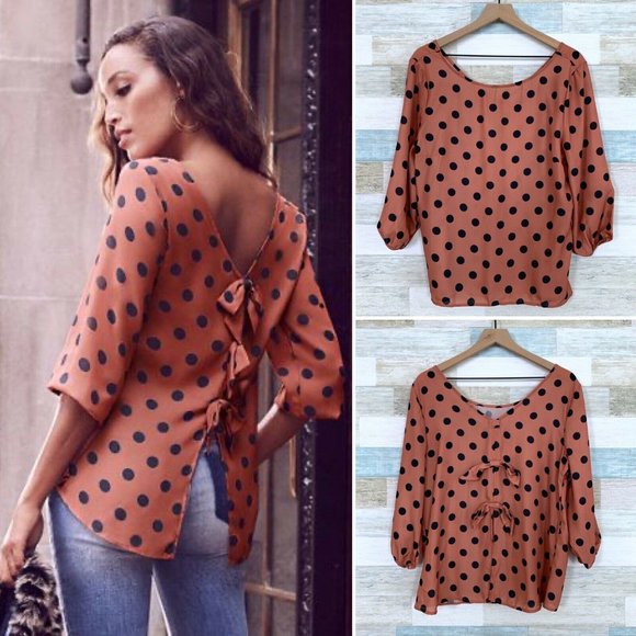 Sweet Pea by Stacy Frati Tops - Sweet Pea Stacy Frati Polka Dot Bow Back Blouse